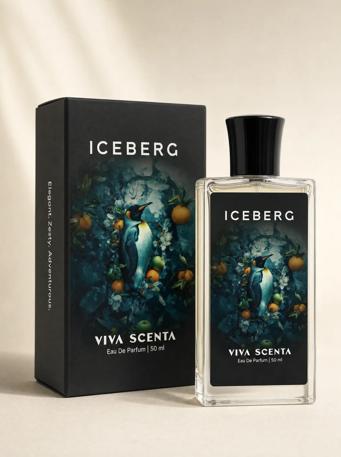 Iceberg bottle with its box
